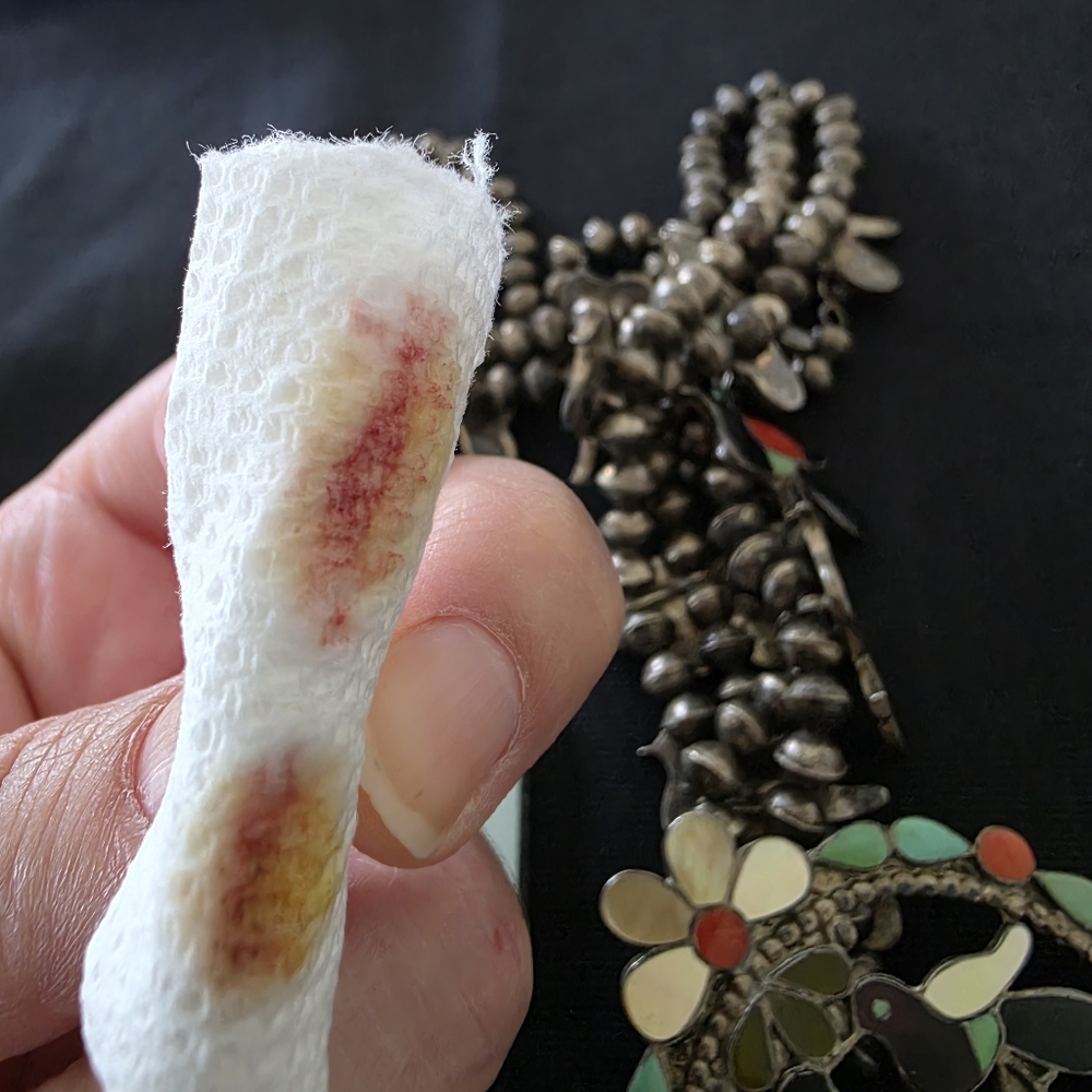 Signed Wesley & Ella Gia Zuni Sterling Squash Blossom Necklace Inlay Birds - Picture 11 of 12
